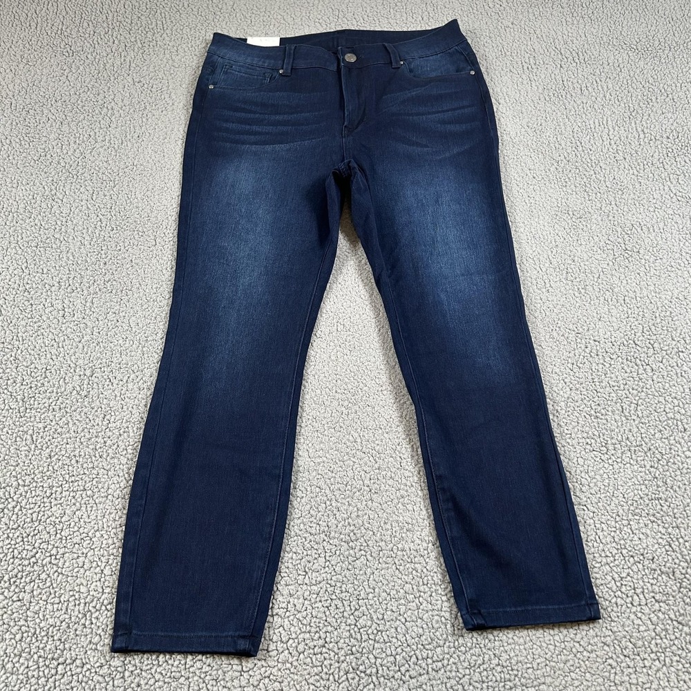 Grace & Lace Jeans Womens 12 Blue Dark Wash Mid Rise Straight Stretch Denim